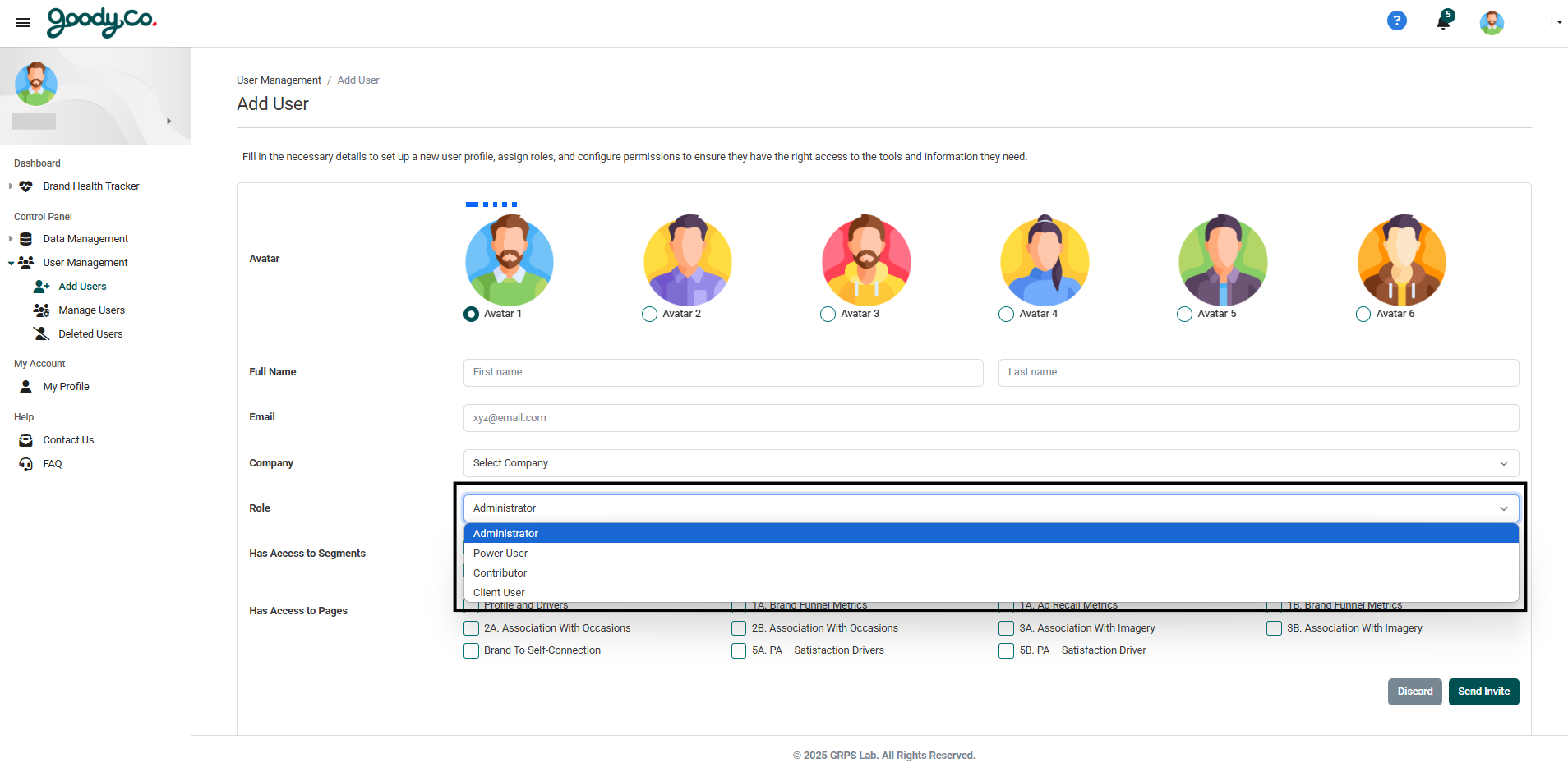 What roles are available in the portal?