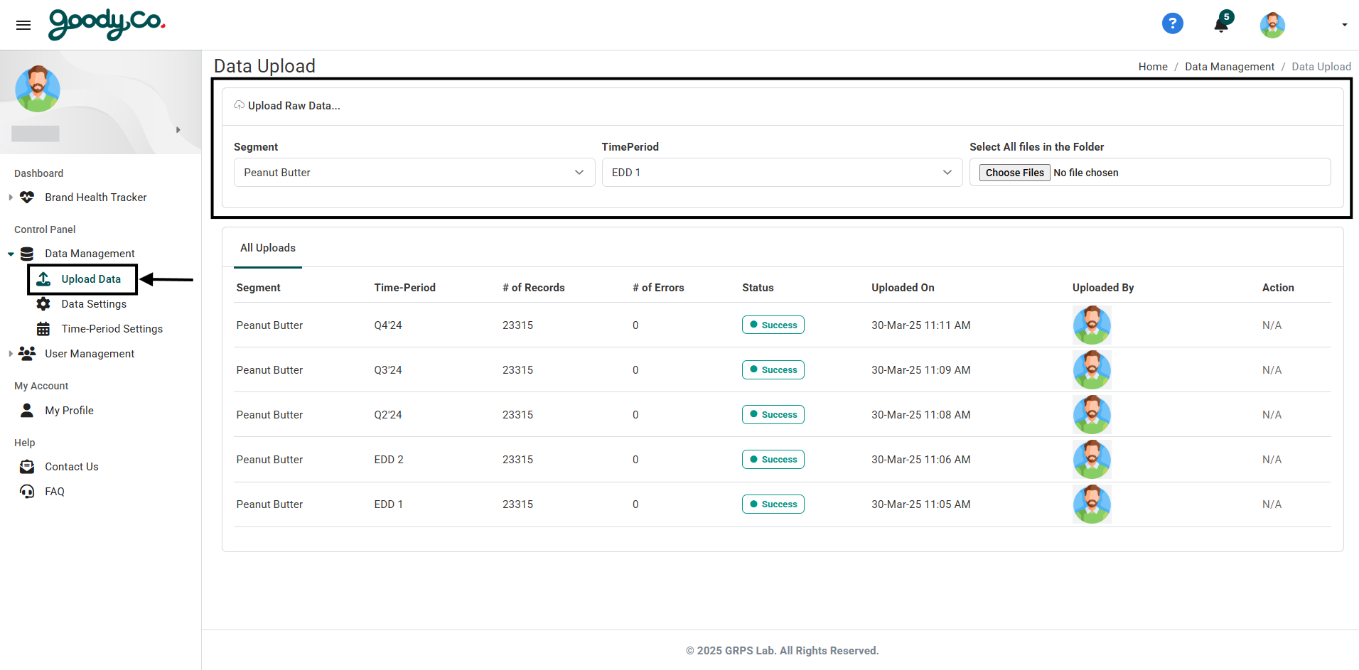 How do I upload new raw data to the portal?